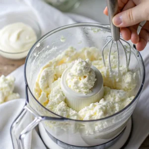 Blending cottage cheese until smooth for truffle mixture