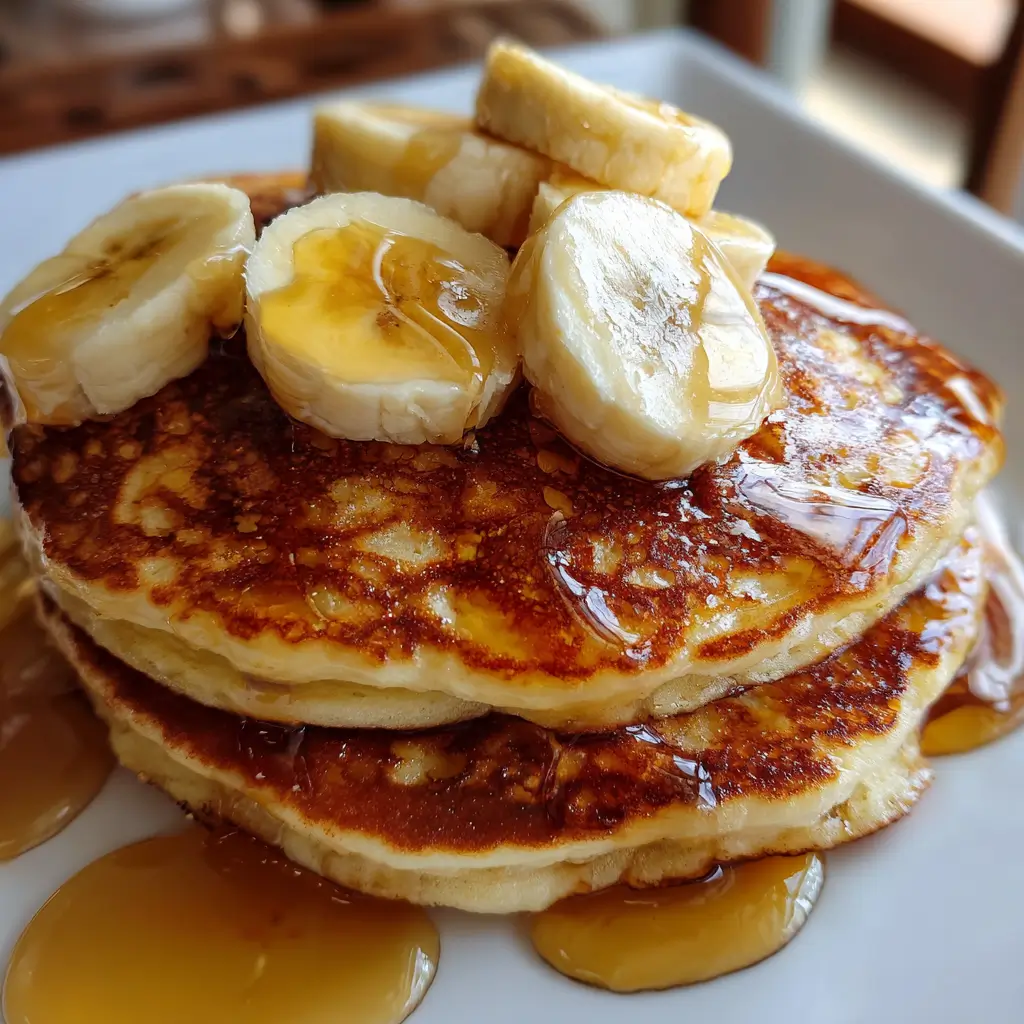 Cottage cheese protein pancakes with bananas and honey