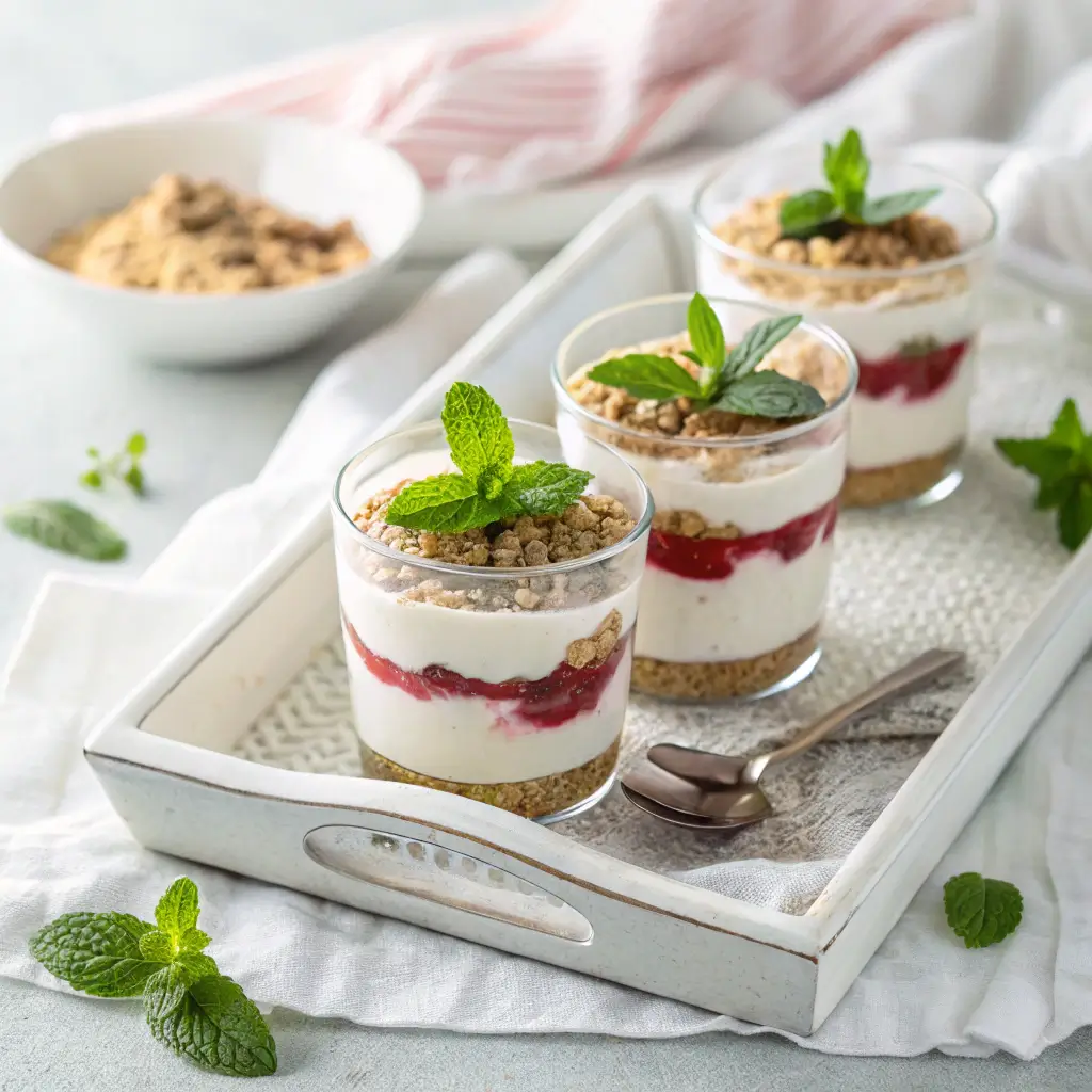 No-Bake Cottage Cheese Dessert served in glasses
